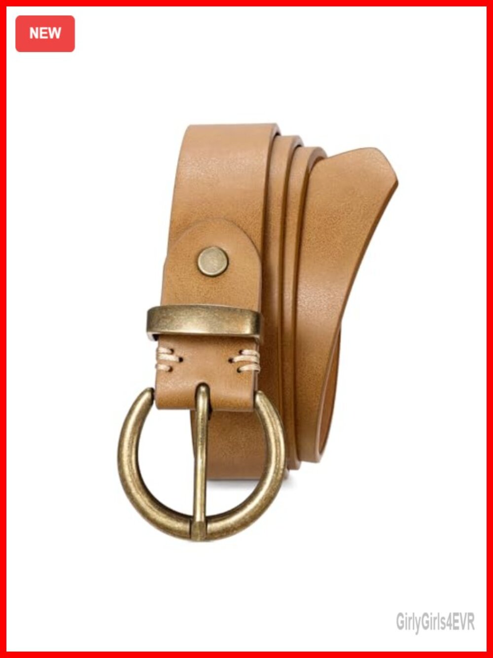 Women's PU Leather Belt with Vintage Brass Circle Buckle Adjustable Fit